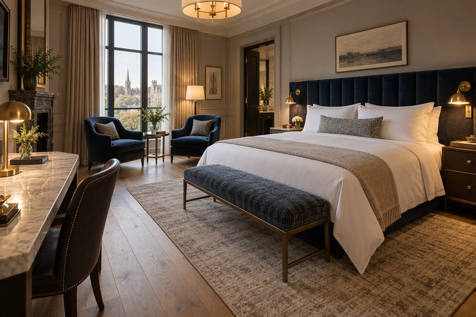 The Garden King room at Praivelle House with a king bed and garden-facing windows